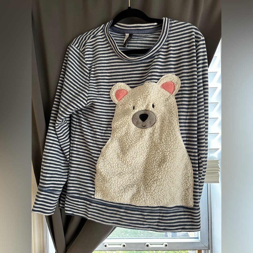Polar Bear Christmas Sweater/Pajama Top - Size MEDIUM - BLUE & WHITE